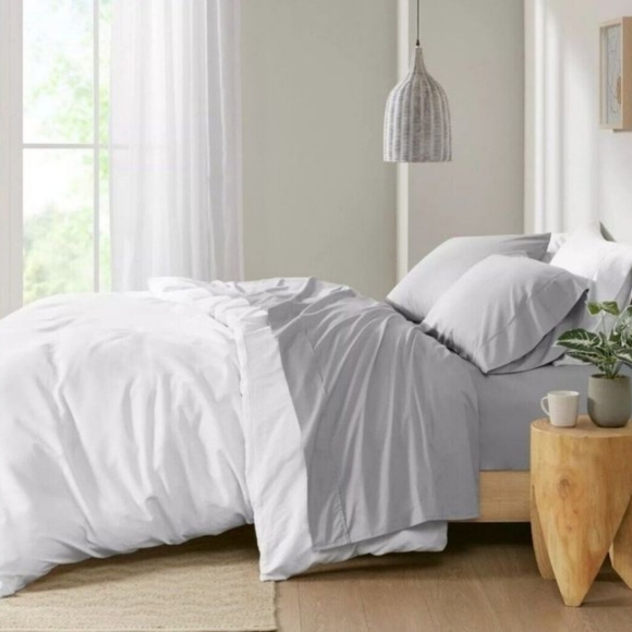 Madison Park 200 Thread Count Relaxed Cotton Percale Deep Pocket Queen Sheet Set - Picture 3 of 7